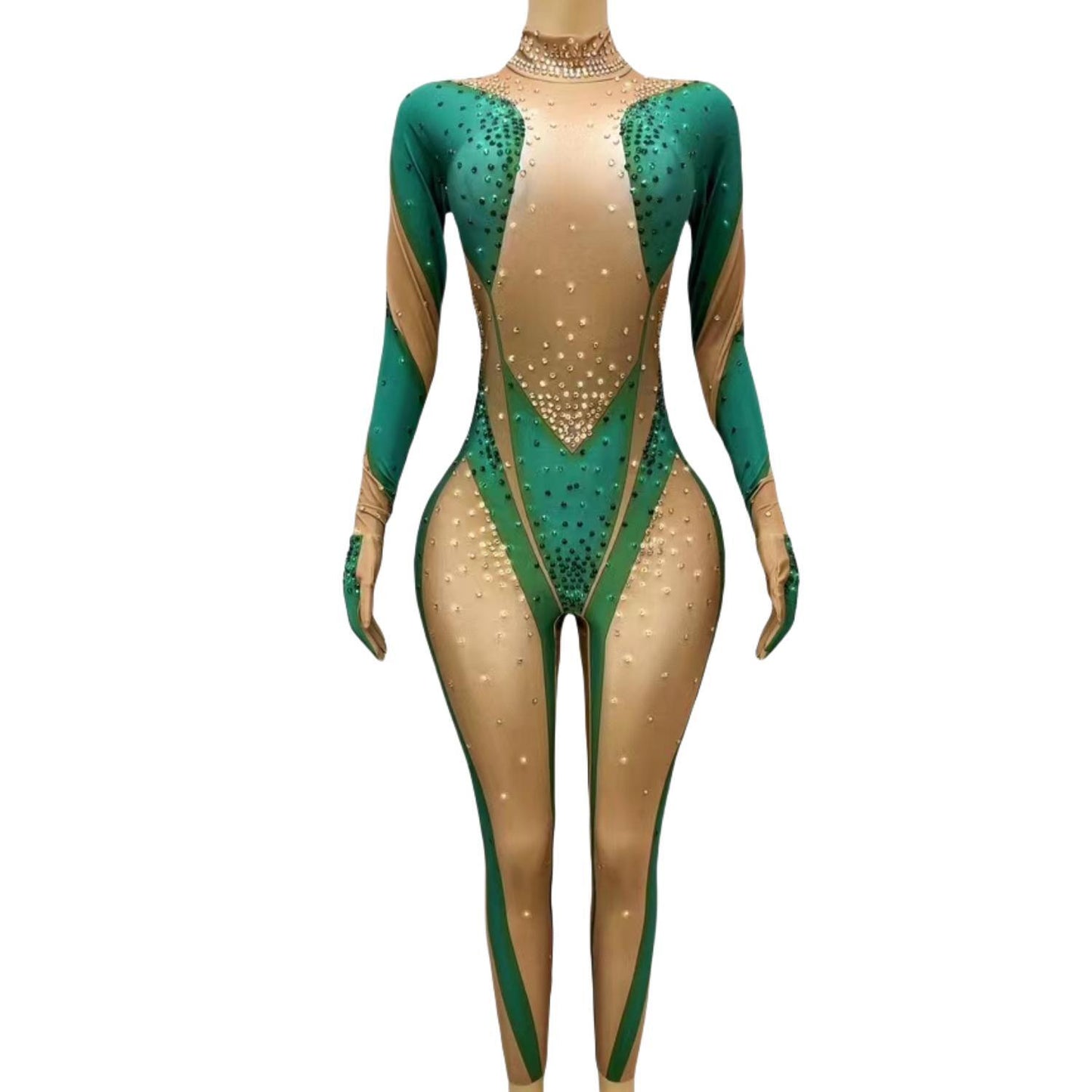 CELESINYI Banyuanlv Crystal Emerald Jumpsuit