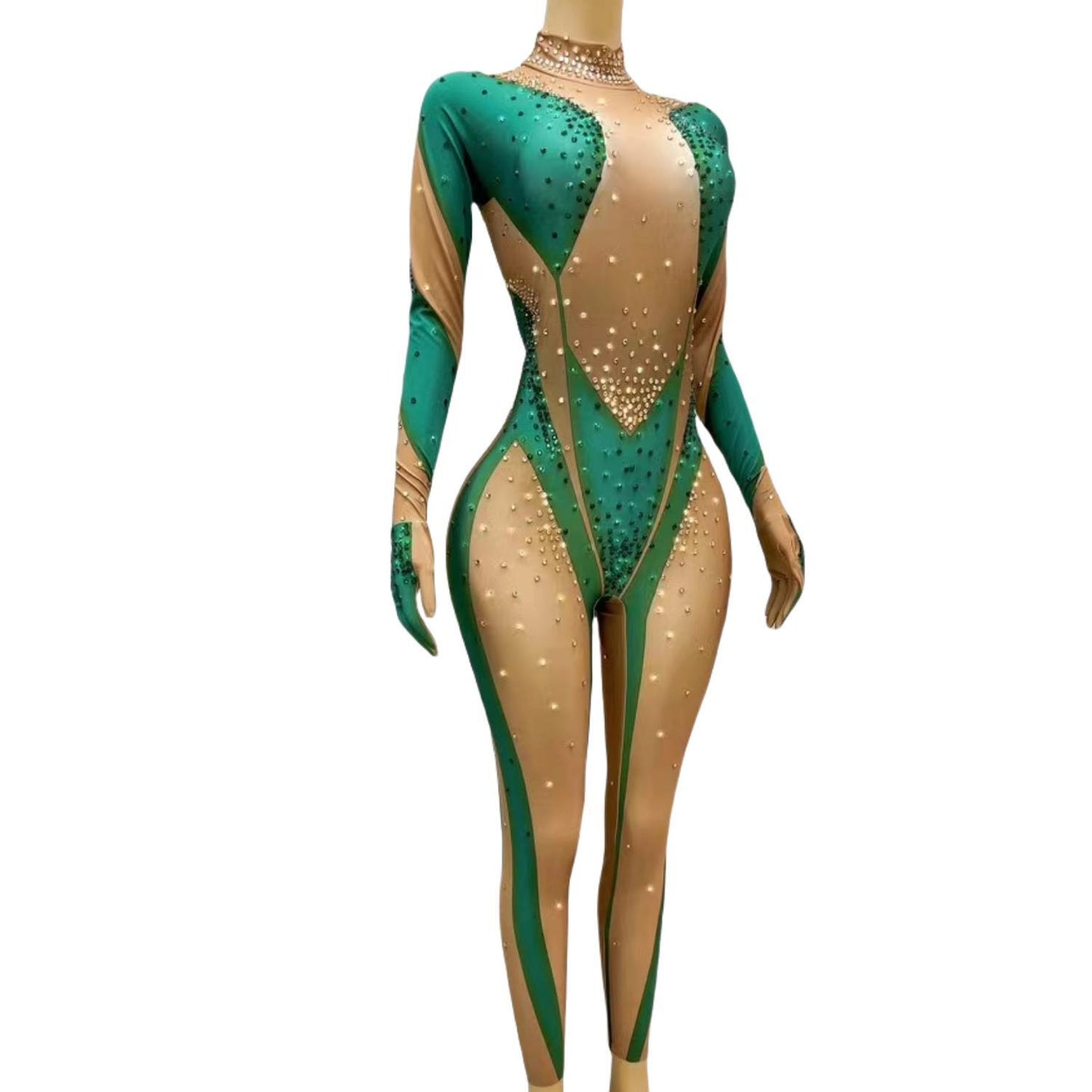 CELESINYI Banyuanlv Crystal Emerald Jumpsuit