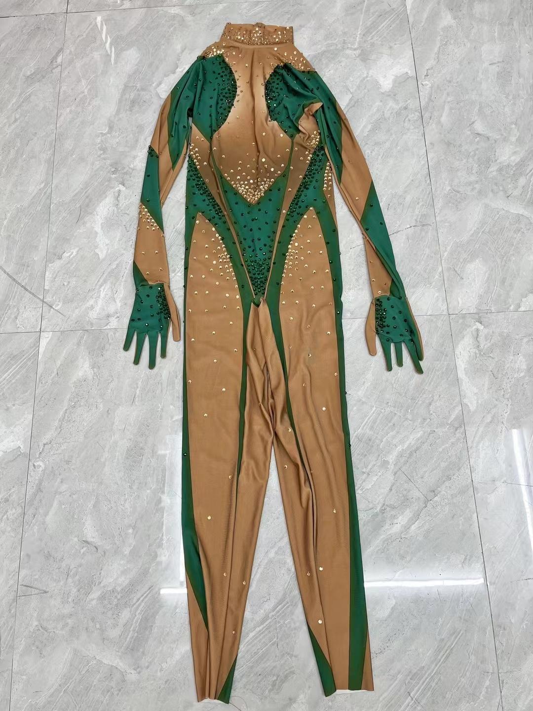 CELESINYI Banyuanlv Crystal Emerald Jumpsuit