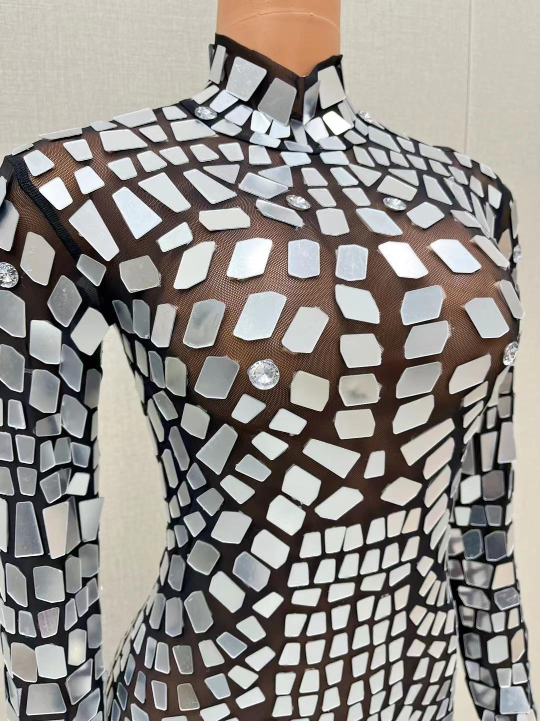 CELESINYI Baiyinjia Crystal Mirror Bodysuit