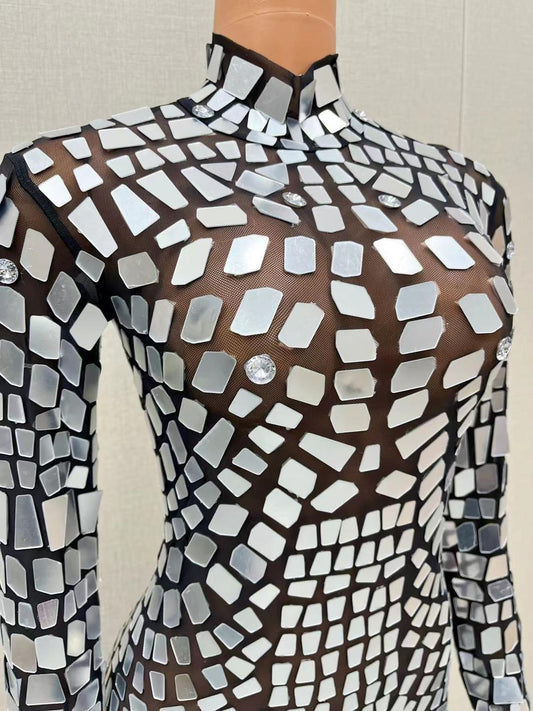 CELESINYI Baiyinjia Crystal Mirror Bodysuit