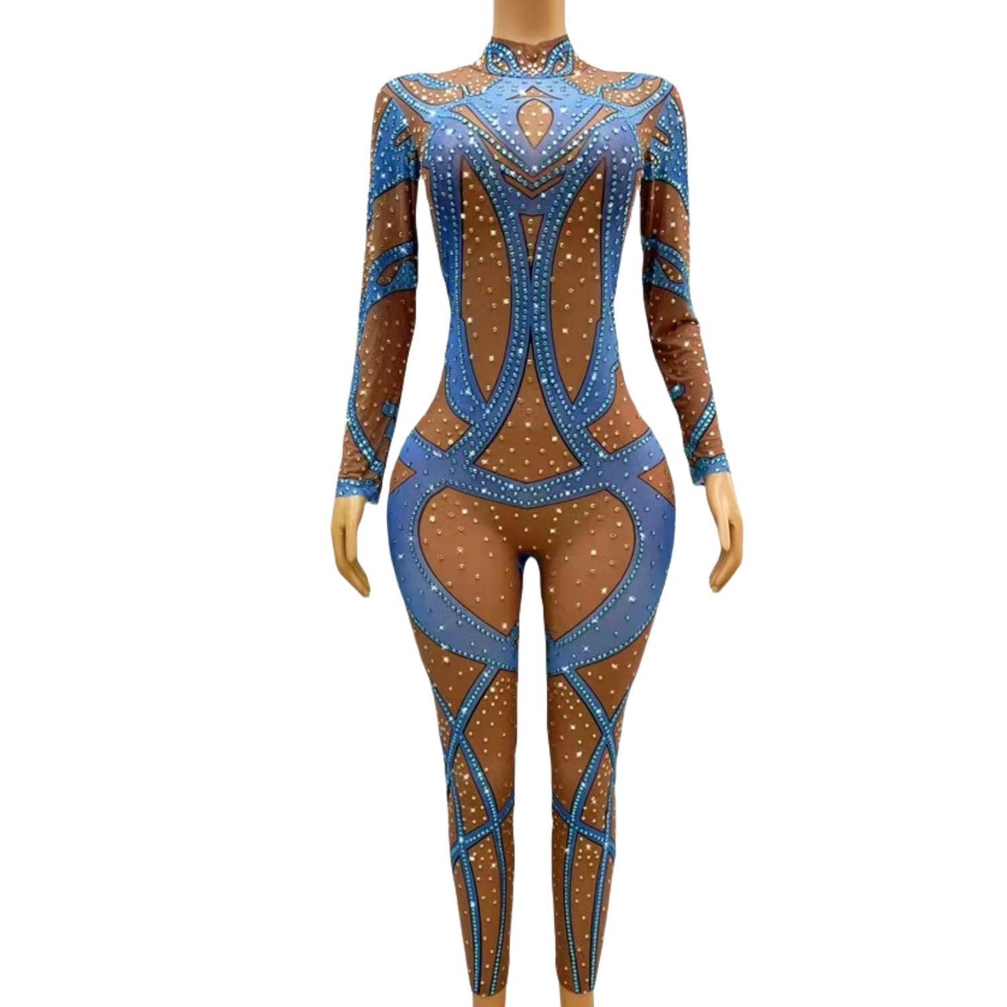 CELESINYI Lanjinyu Crystal Blue Bodysuit