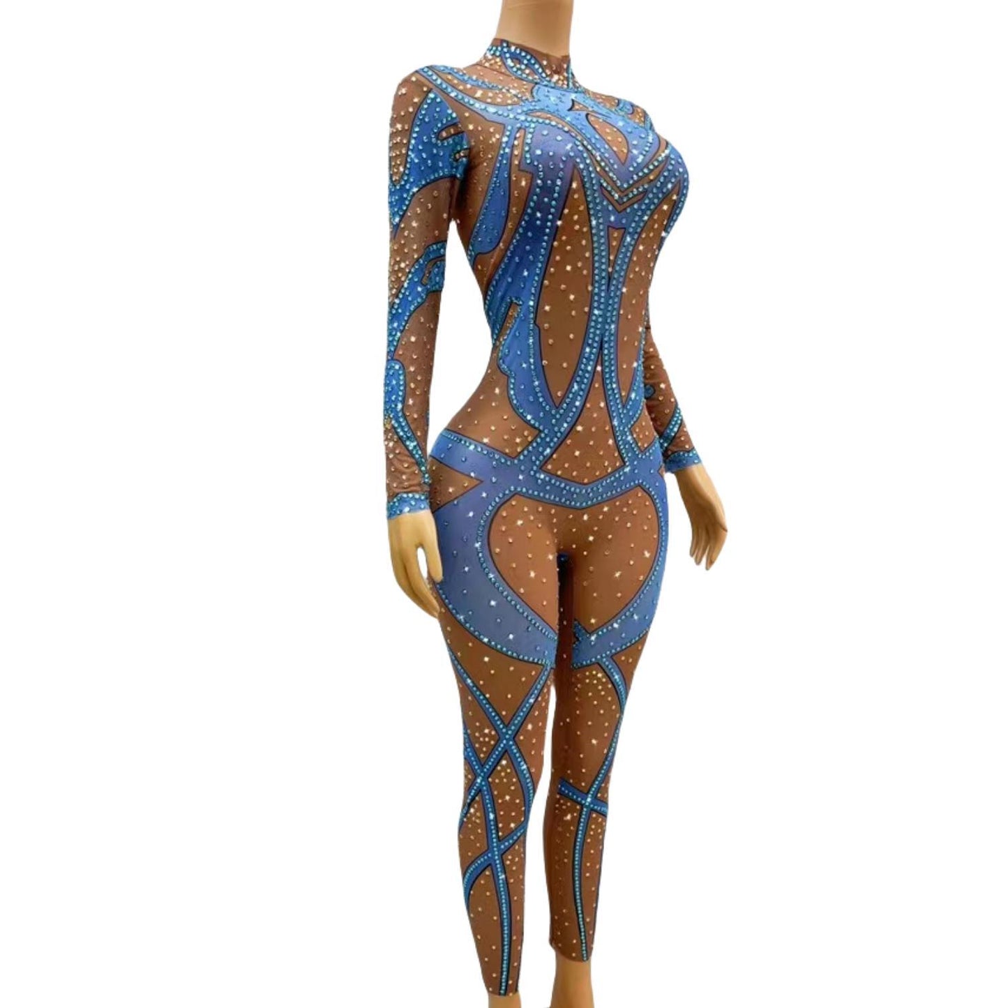 CELESINYI Lanjinyu Crystal Blue Bodysuit