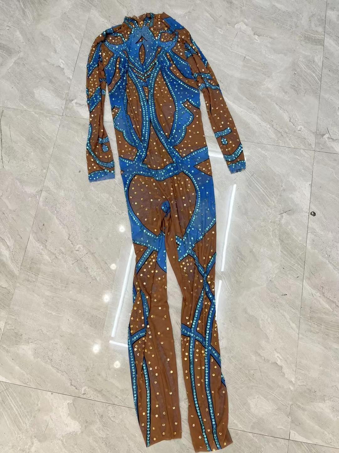 CELESINYI Lanjinyu Crystal Blue Bodysuit