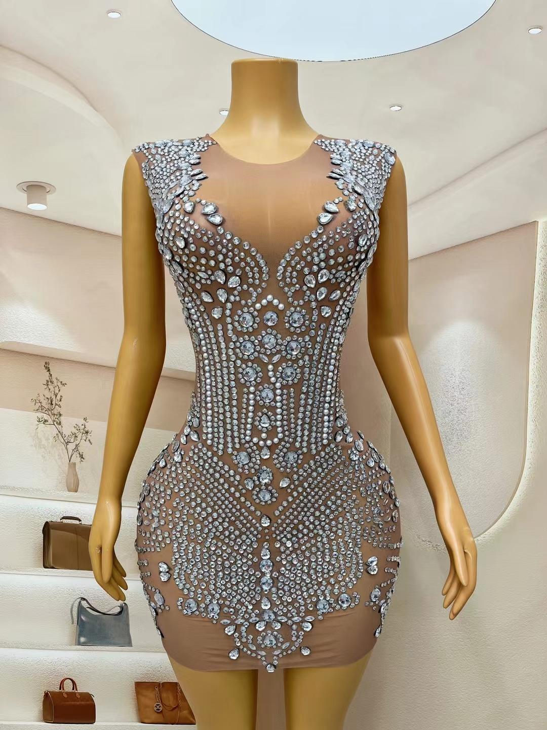 CELESINYI Dingzhu Crystal Pearl Bodysuit