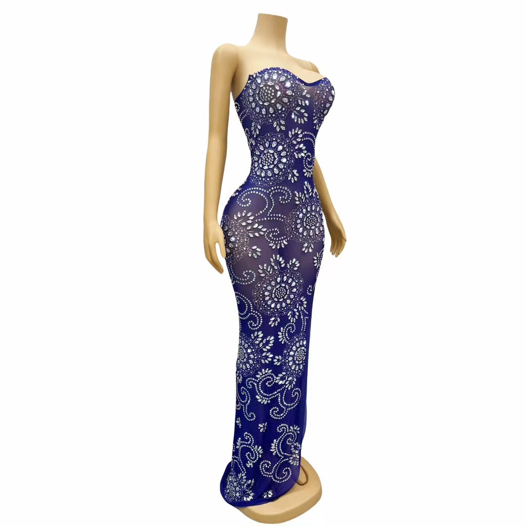CELESINYI Jingci Crystal Royal Blue Gown