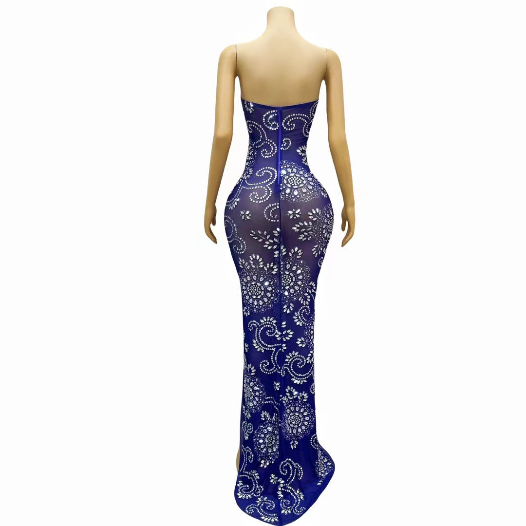 CELESINYI Jingci Crystal Royal Blue Gown