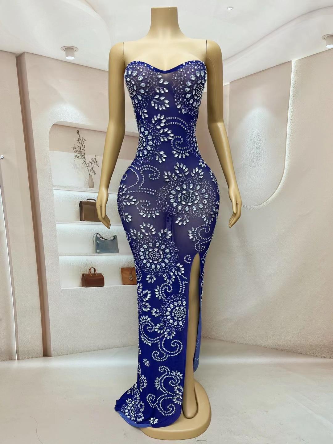CELESINYI Jingci Crystal Royal Blue Gown