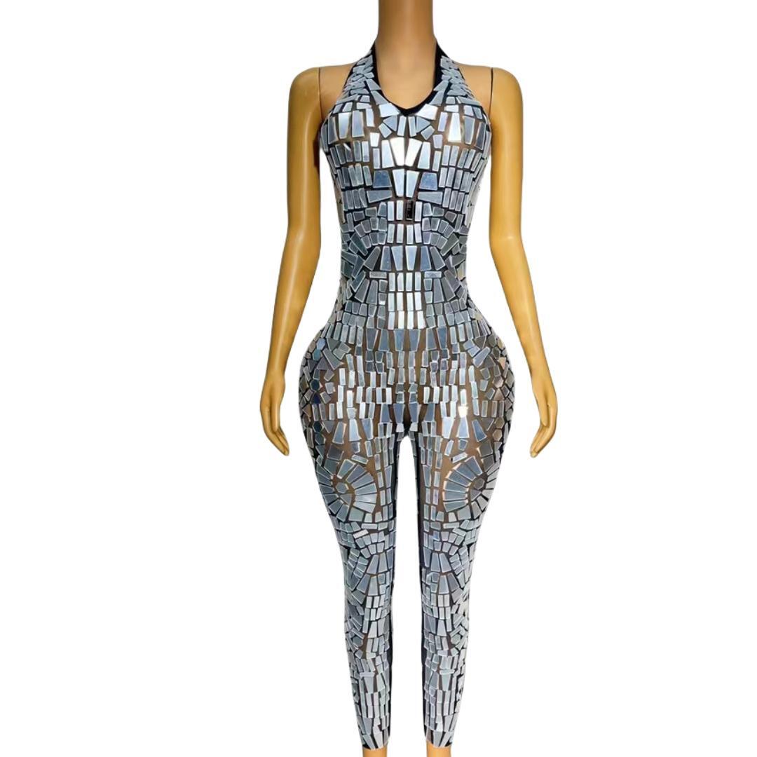 CELESINYI Jingquan Crystal Mirror Jumpsuit