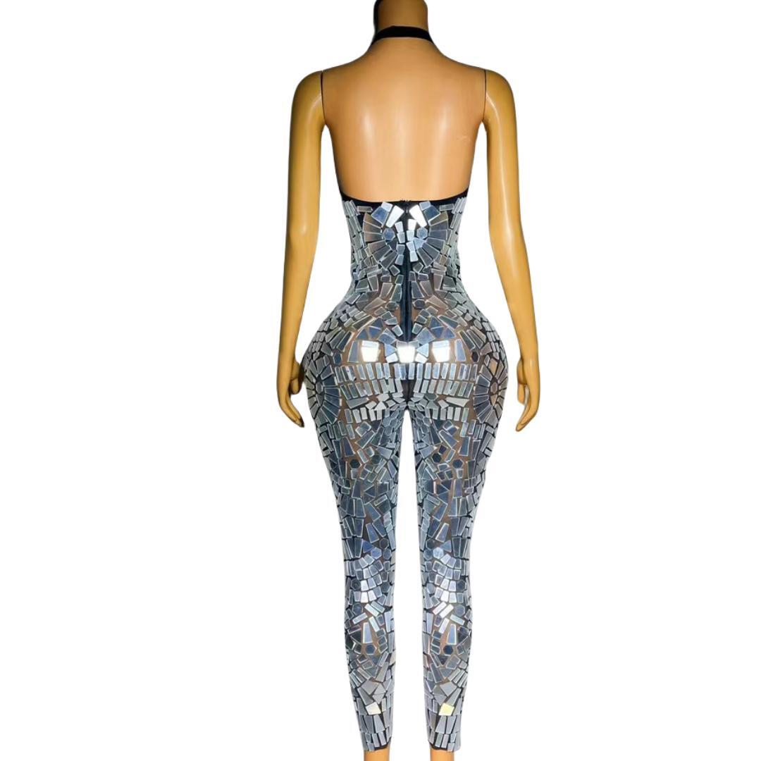 CELESINYI Jingquan Crystal Mirror Jumpsuit