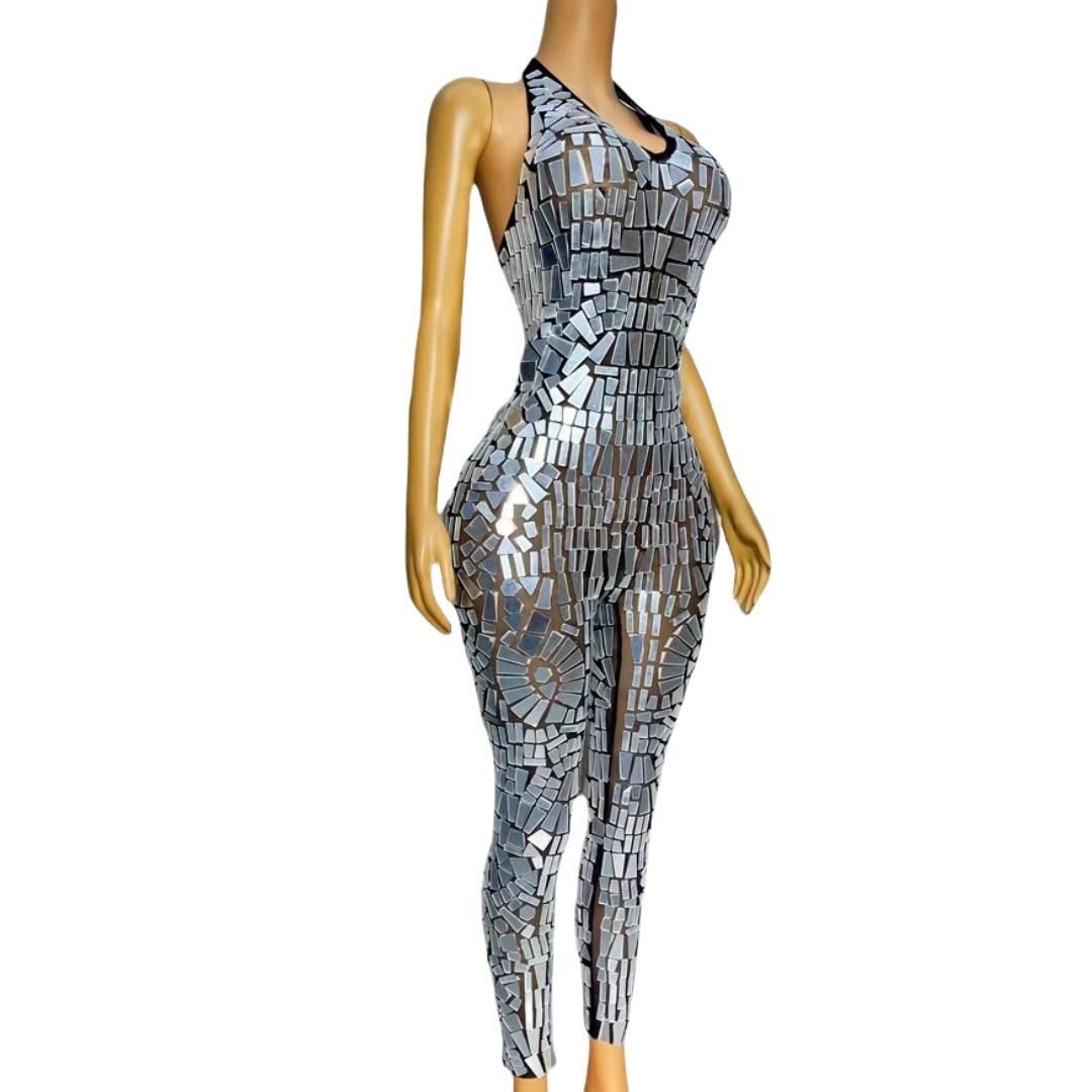 CELESINYI Jingquan Crystal Mirror Jumpsuit