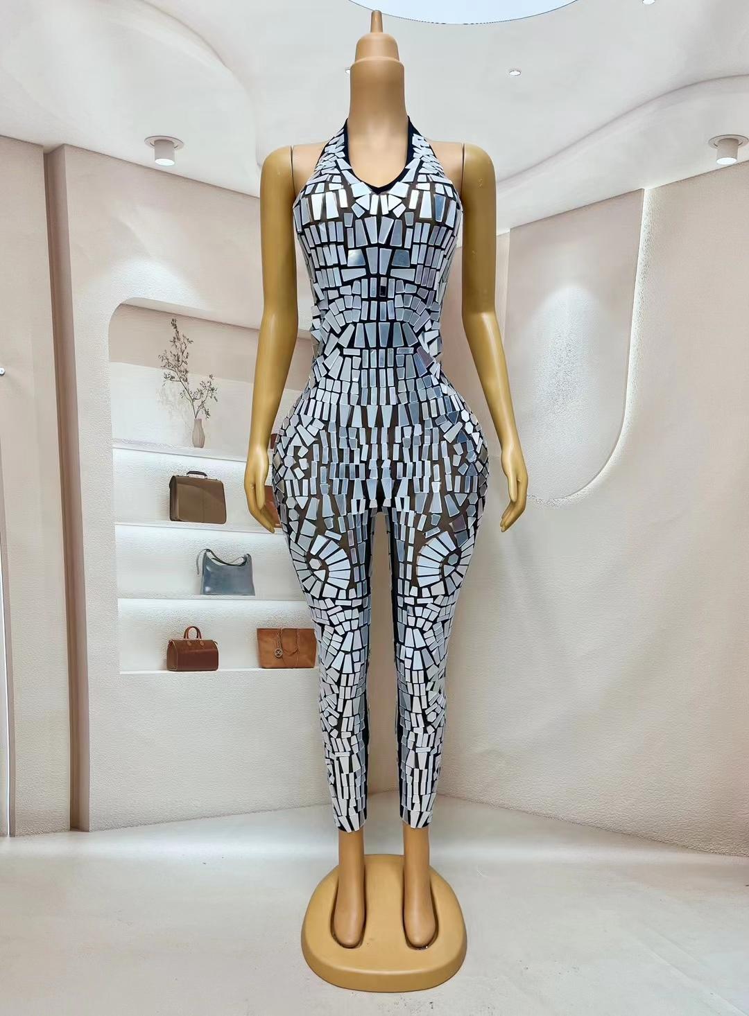 CELESINYI Jingquan Crystal Mirror Jumpsuit