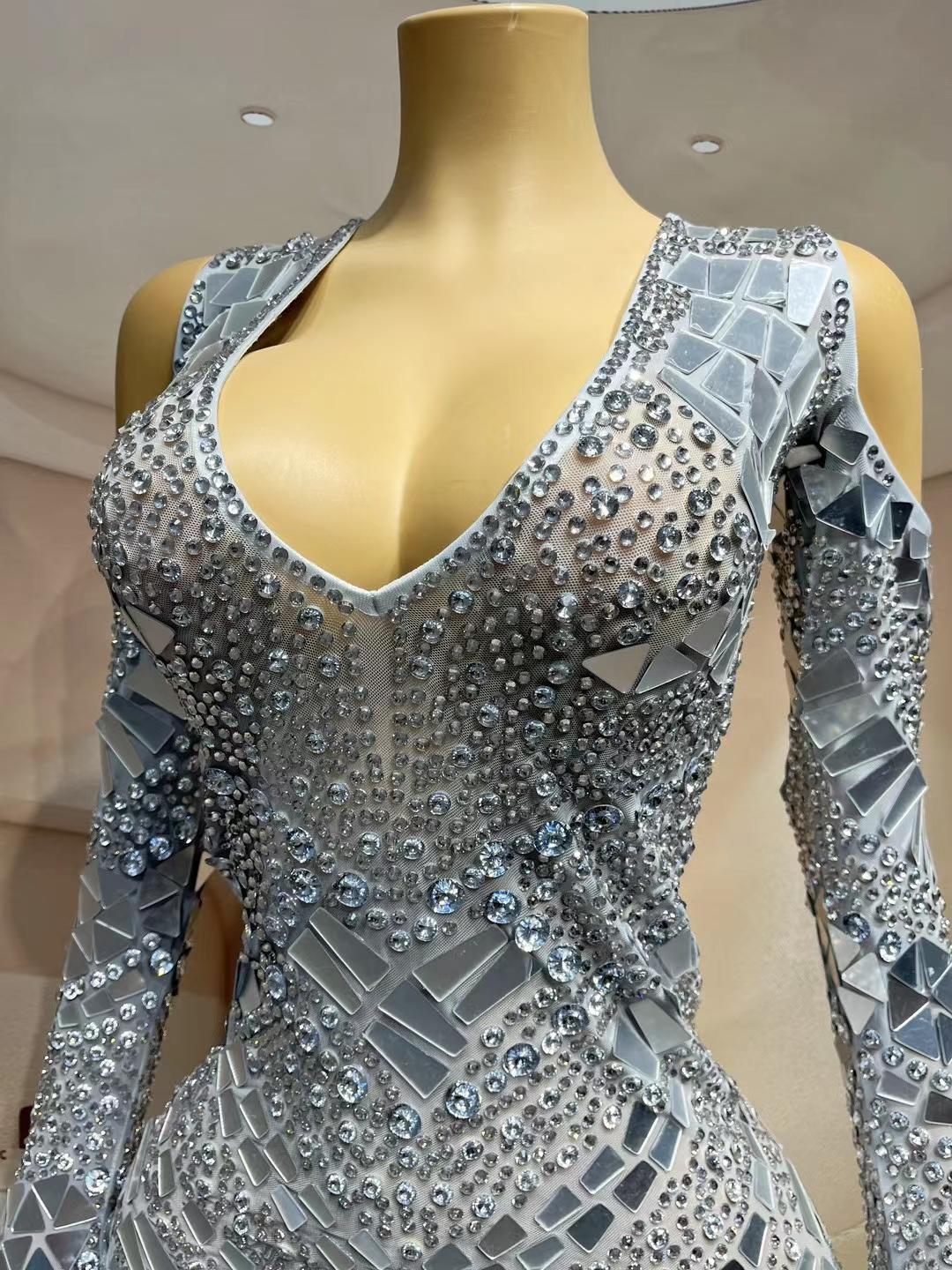 CELESINYI Yinsui Crystal Silver Bodysuit