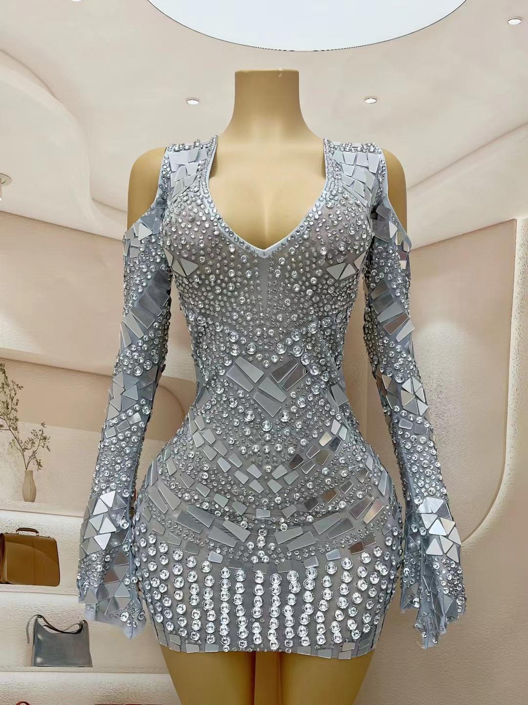 CELESINYI Yinsui Crystal Silver Bodysuit