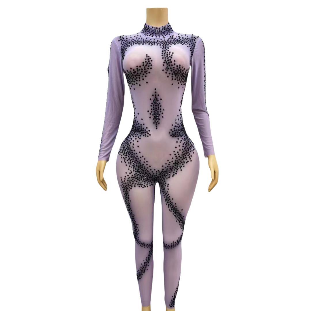 CELESINYI Zhima Crystal Purple Jumpsuit