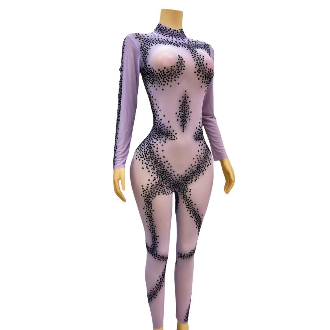 CELESINYI Zhima Crystal Purple Jumpsuit