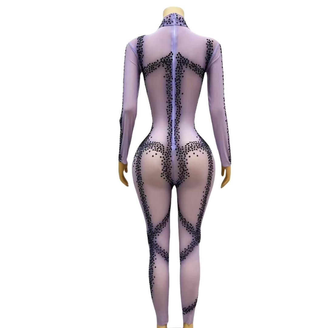 CELESINYI Zhima Crystal Purple Jumpsuit