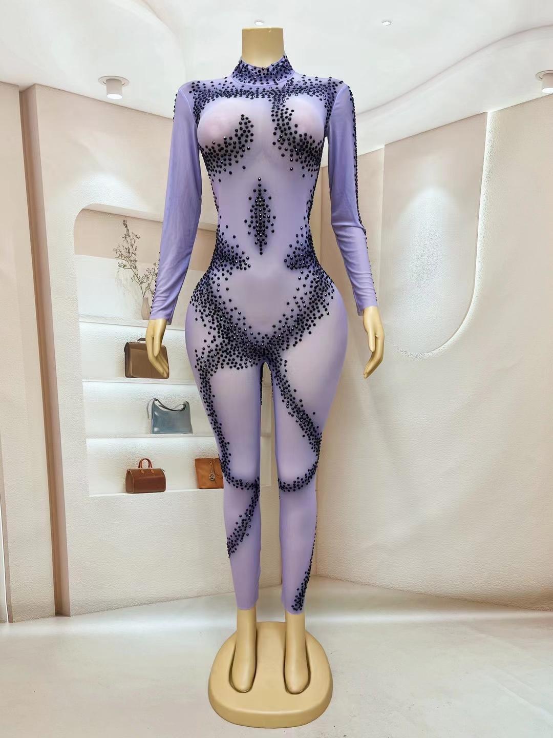 CELESINYI Zhima Crystal Purple Jumpsuit