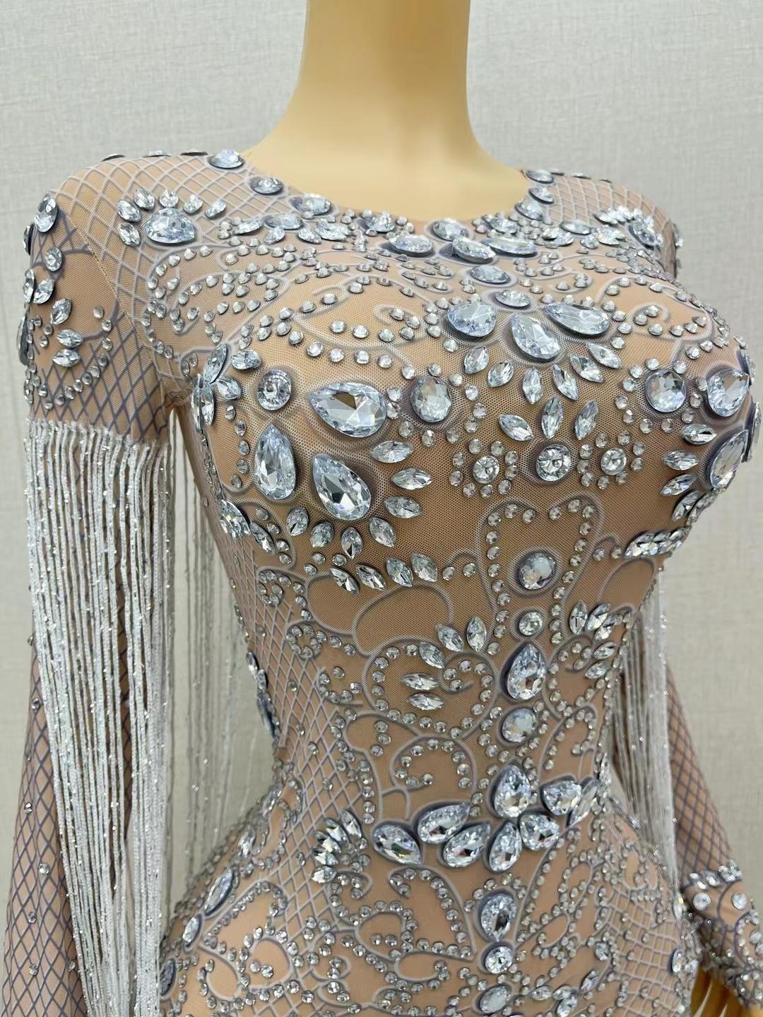 CELESINYI Hualan Crystal Fringe Gown
