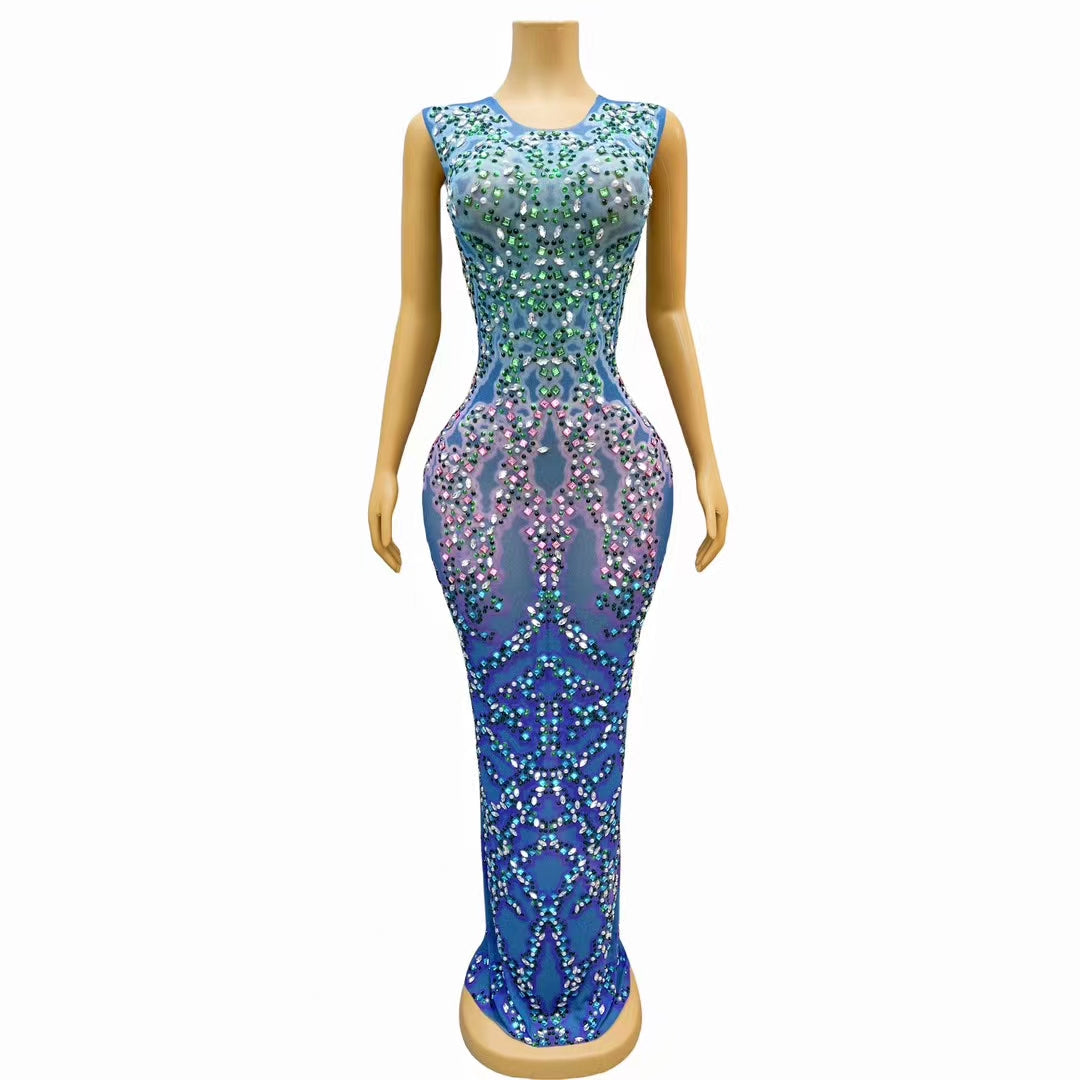 CELESINYI Banlanye Crystal Gradient Gown