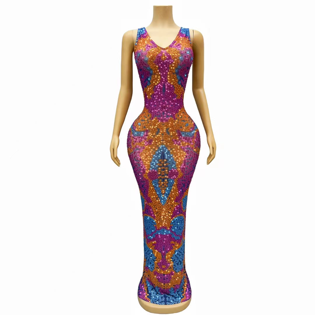 CELESINYI Cailin Crystal Mosaic Gown