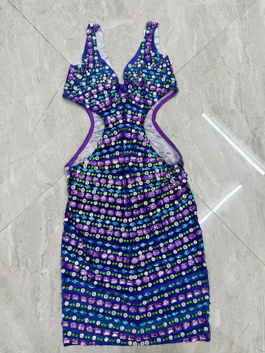 CELESINYI Binfen Crystal Cutout Mini Dress
