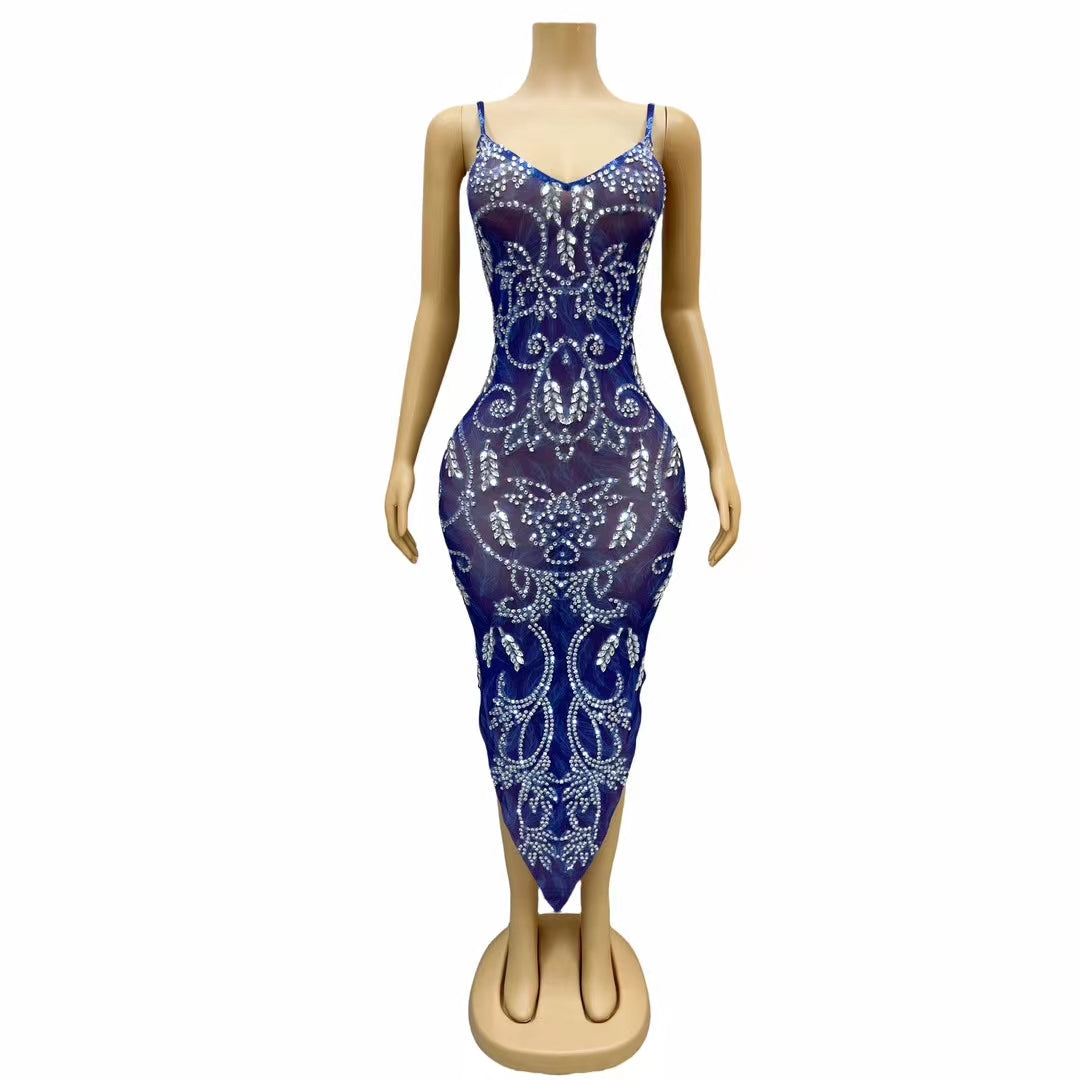 CELESINYI Lanyu Crystal Sapphire Gown