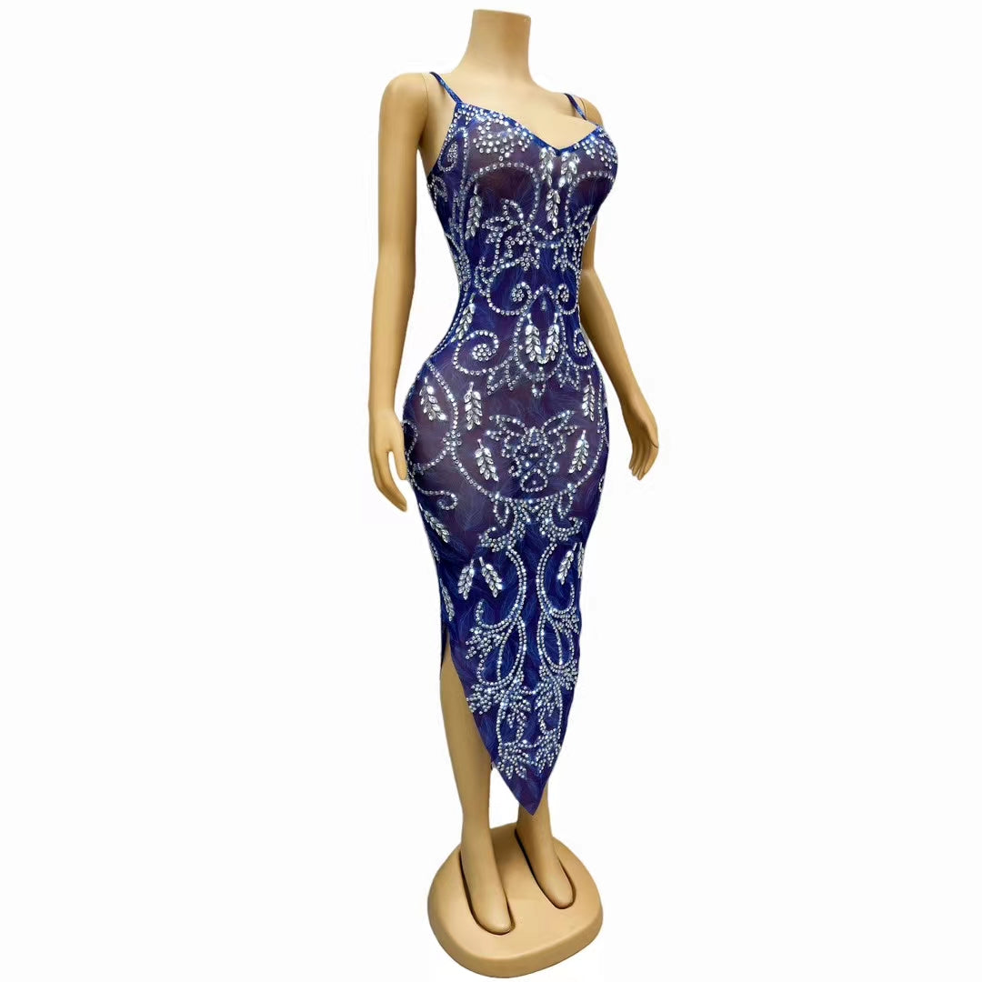 CELESINYI Lanyu Crystal Sapphire Gown