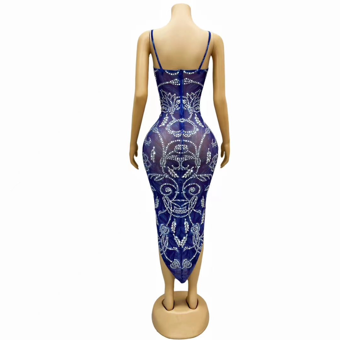 CELESINYI Lanyu Crystal Sapphire Gown