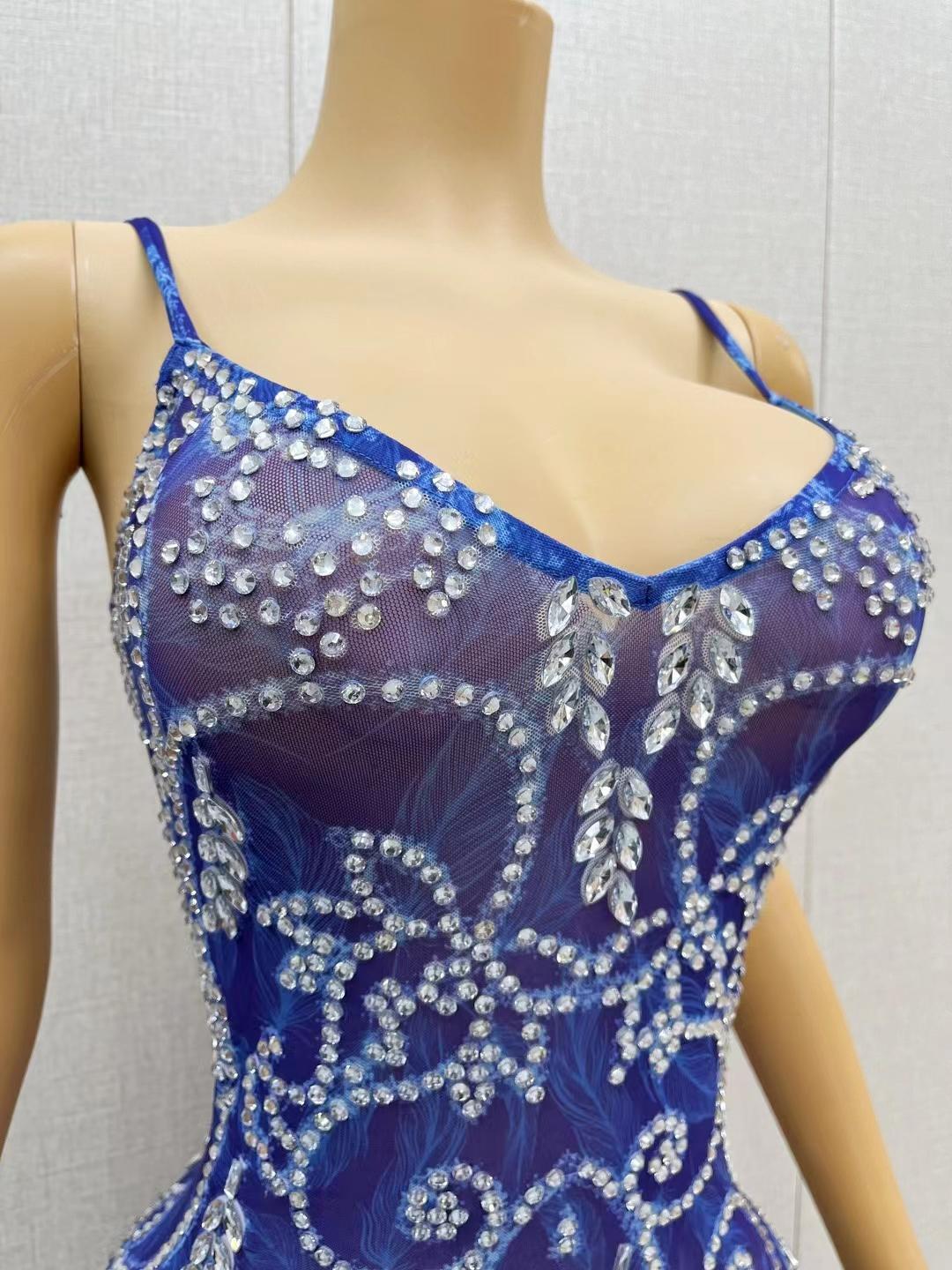 CELESINYI Lanyu Crystal Sapphire Gown