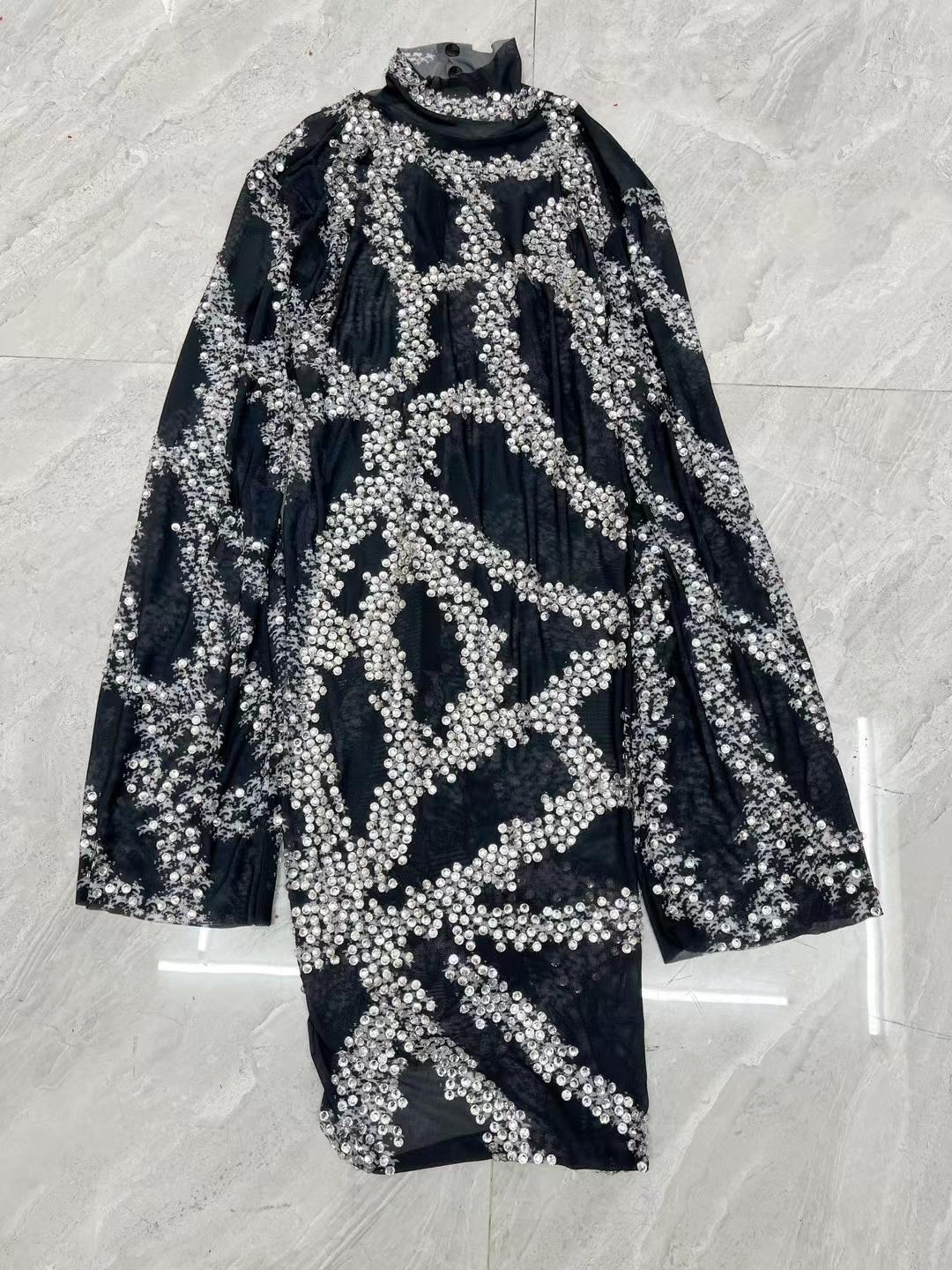 CELESINYI Huacai Crystal Coral Mini Dress