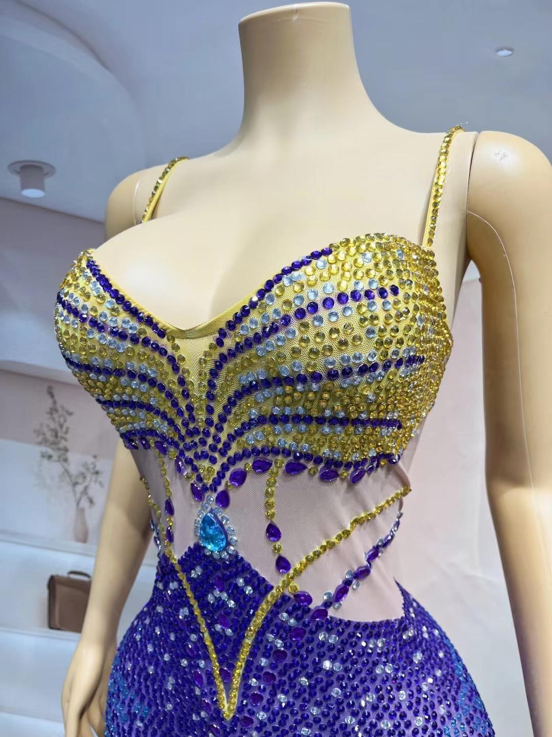 CELESINYI Lanlan Crystal Gradient Mermaid Gown