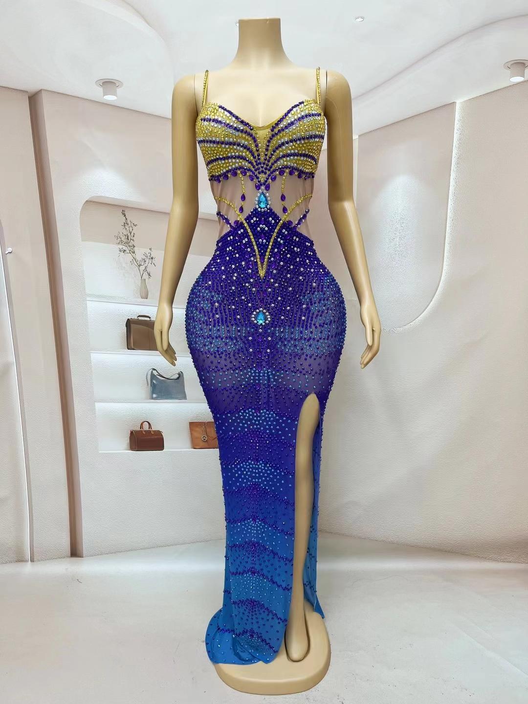 CELESINYI Lanlan Crystal Gradient Mermaid Gown