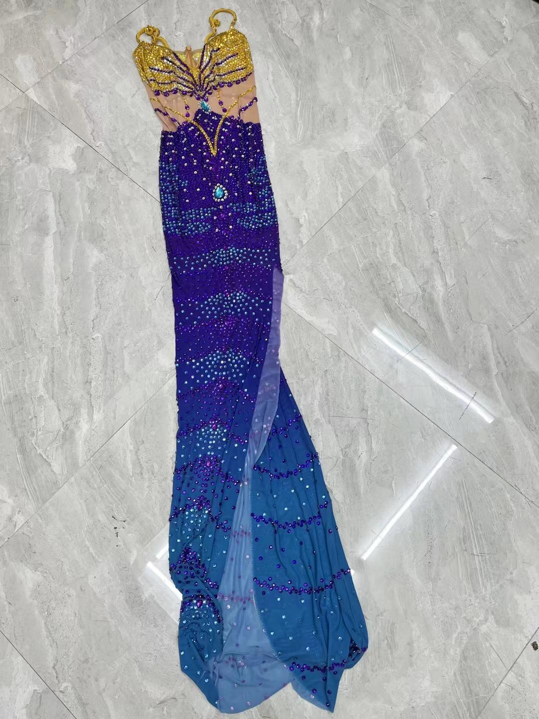 CELESINYI Lanlan Crystal Gradient Mermaid Gown