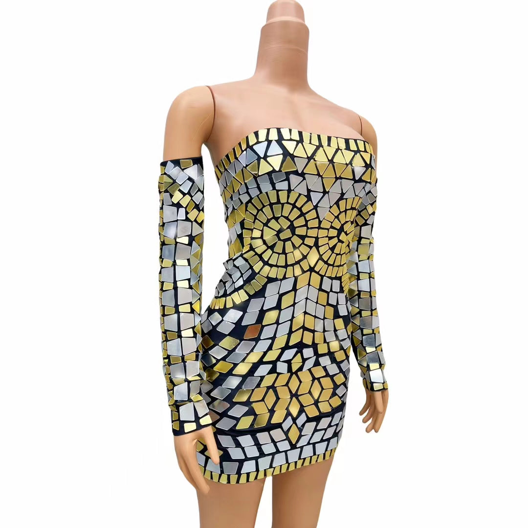 CELESINYI Xiaojinren Crystal Gold Mirror Gown