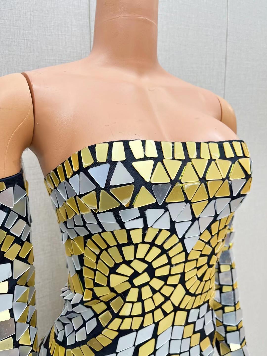 CELESINYI Xiaojinren Crystal Gold Mirror Gown