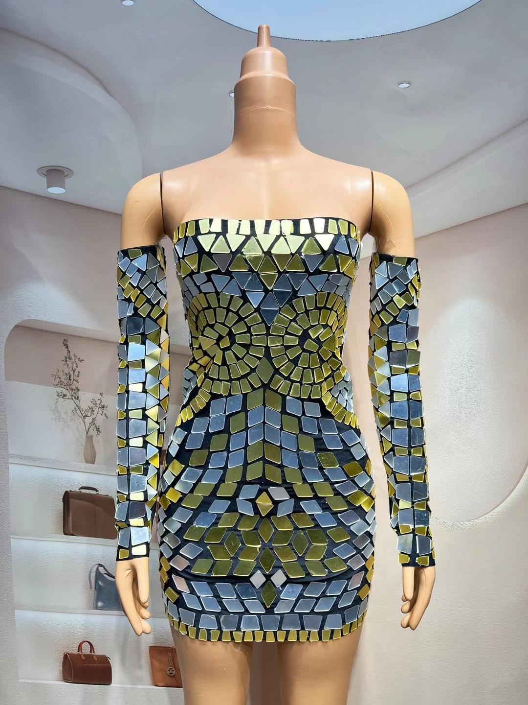 CELESINYI Xiaojinren Crystal Gold Mirror Gown