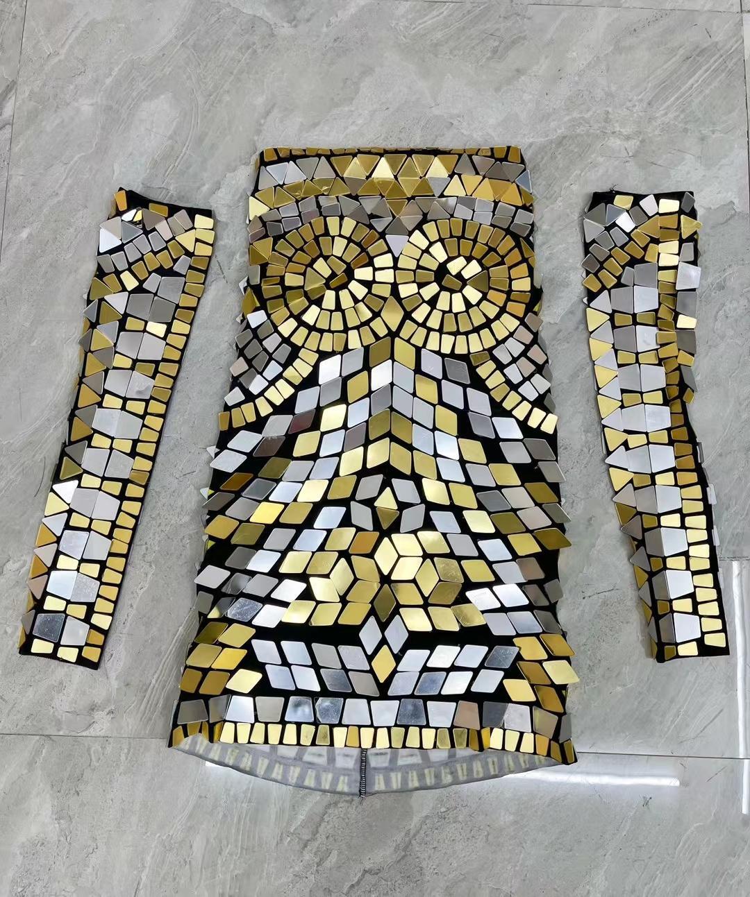 CELESINYI Xiaojinren Crystal Gold Mirror Gown