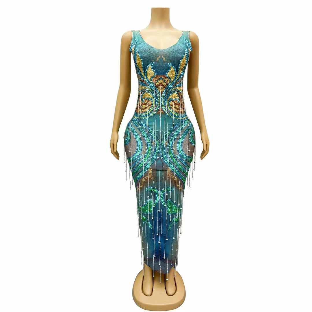 CELESINYI Jinran Crystal Dip Dye Gown