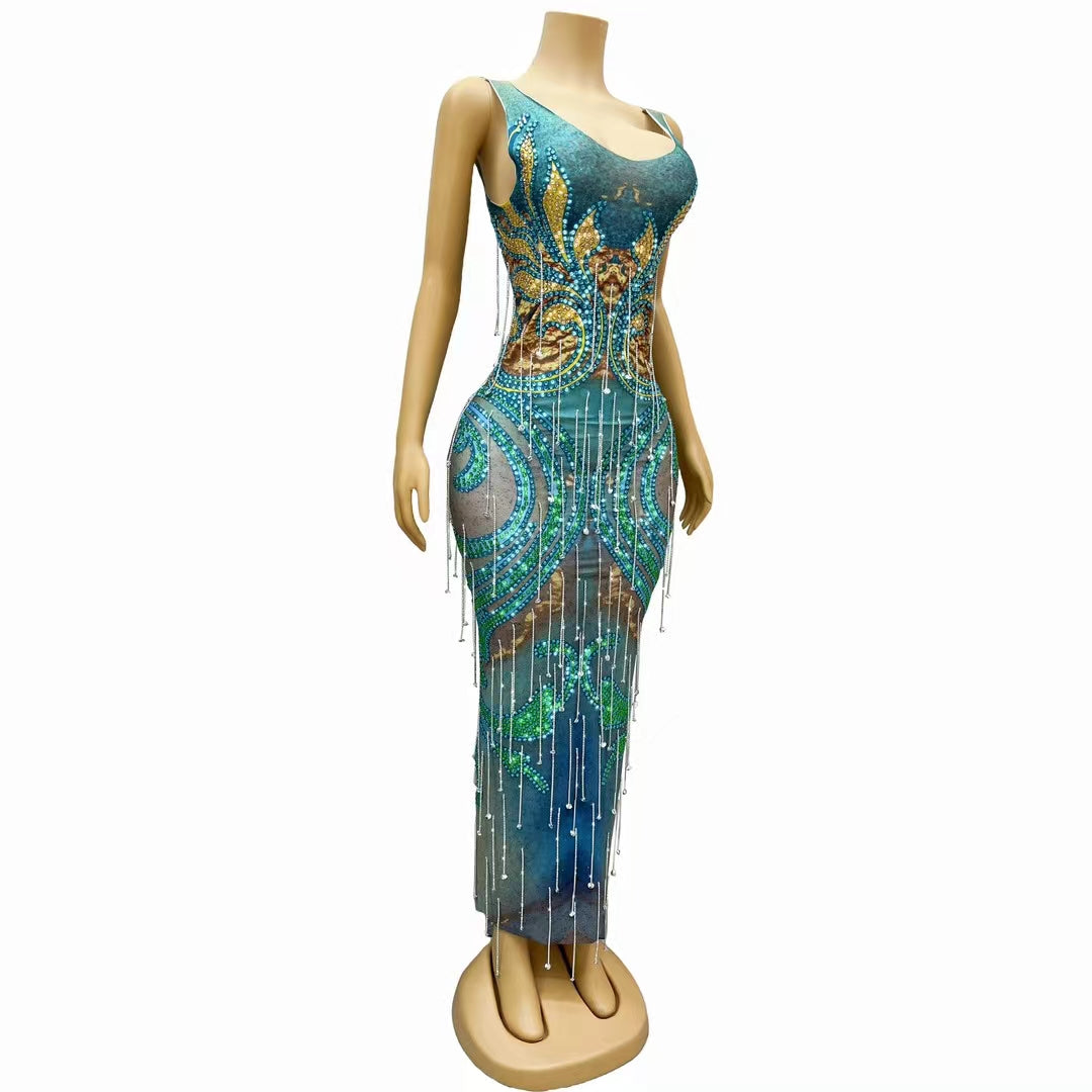CELESINYI Jinran Crystal Dip Dye Gown
