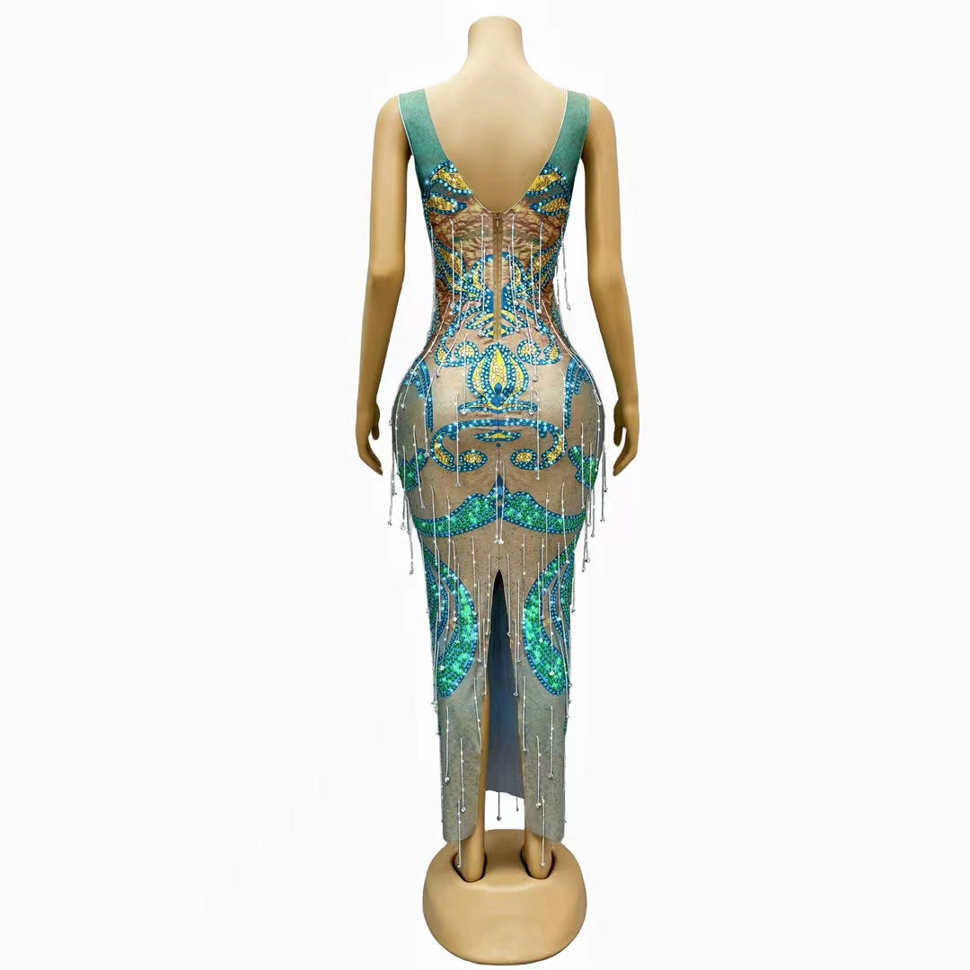 CELESINYI Jinran Crystal Dip Dye Gown
