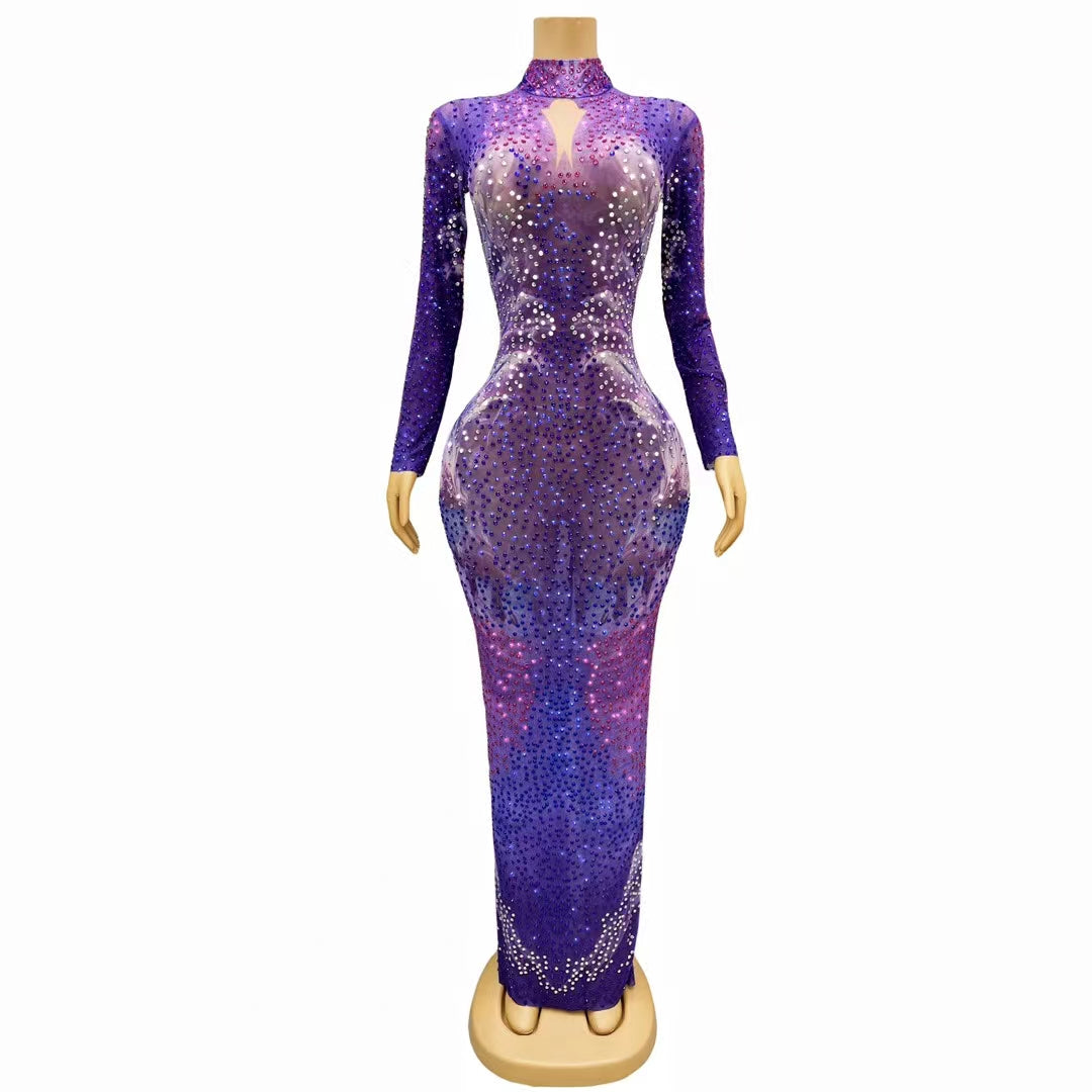 CELESINYI Lanmo Crystal Tie Dye Gown