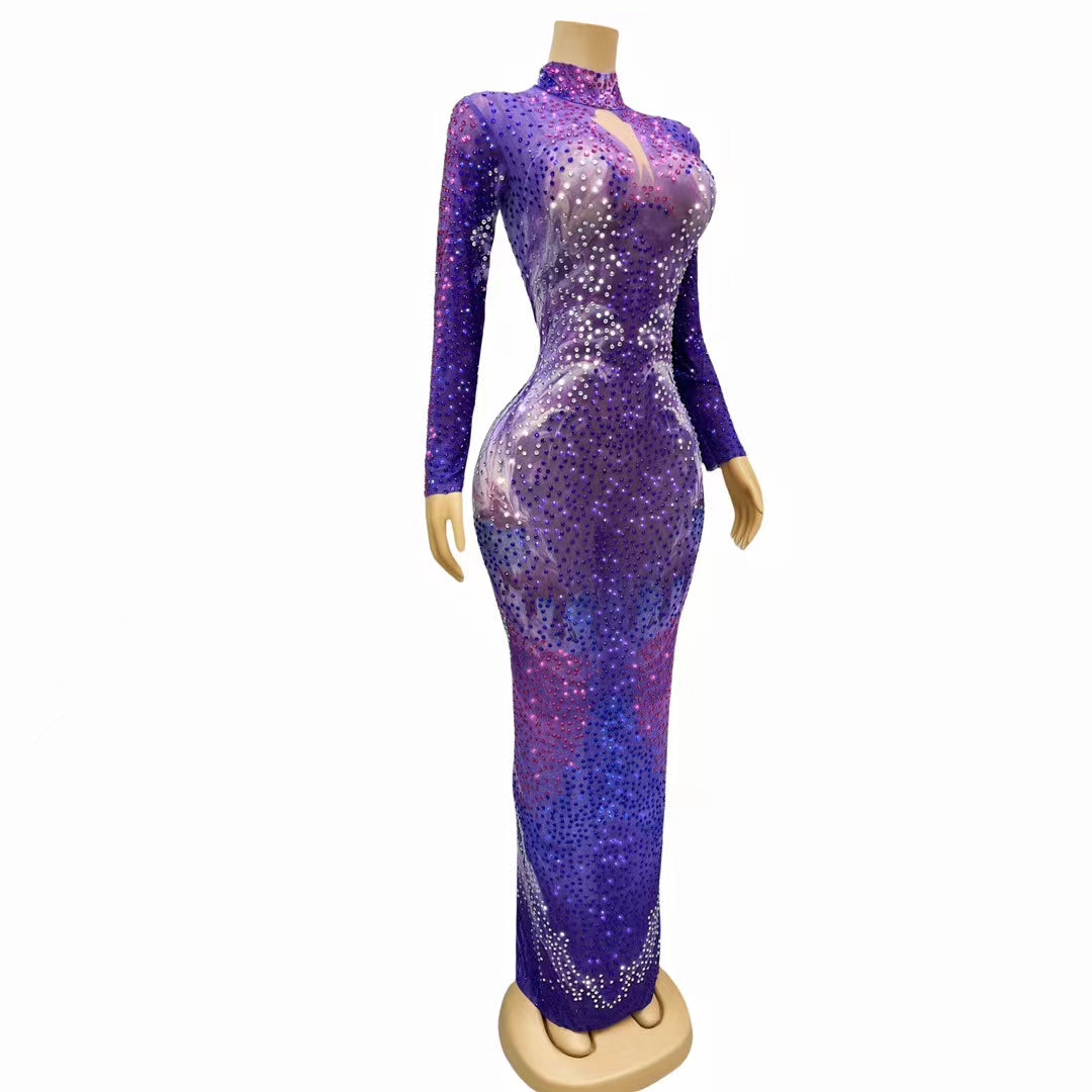 CELESINYI Lanmo Crystal Tie Dye Gown