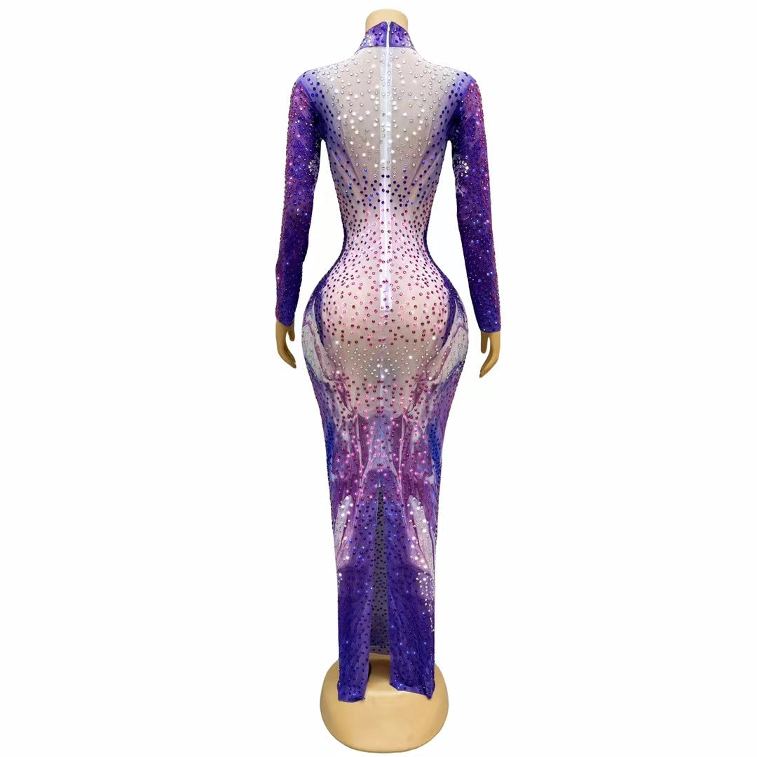 CELESINYI Lanmo Crystal Tie Dye Gown