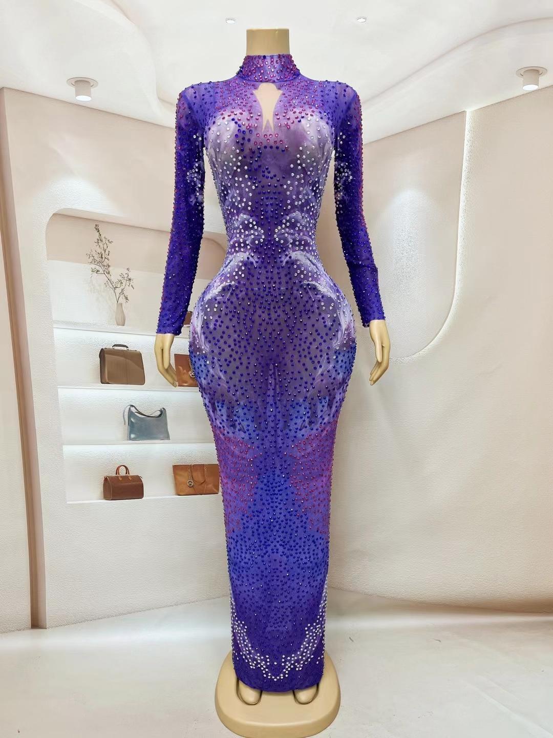 CELESINYI Lanmo Crystal Tie Dye Gown