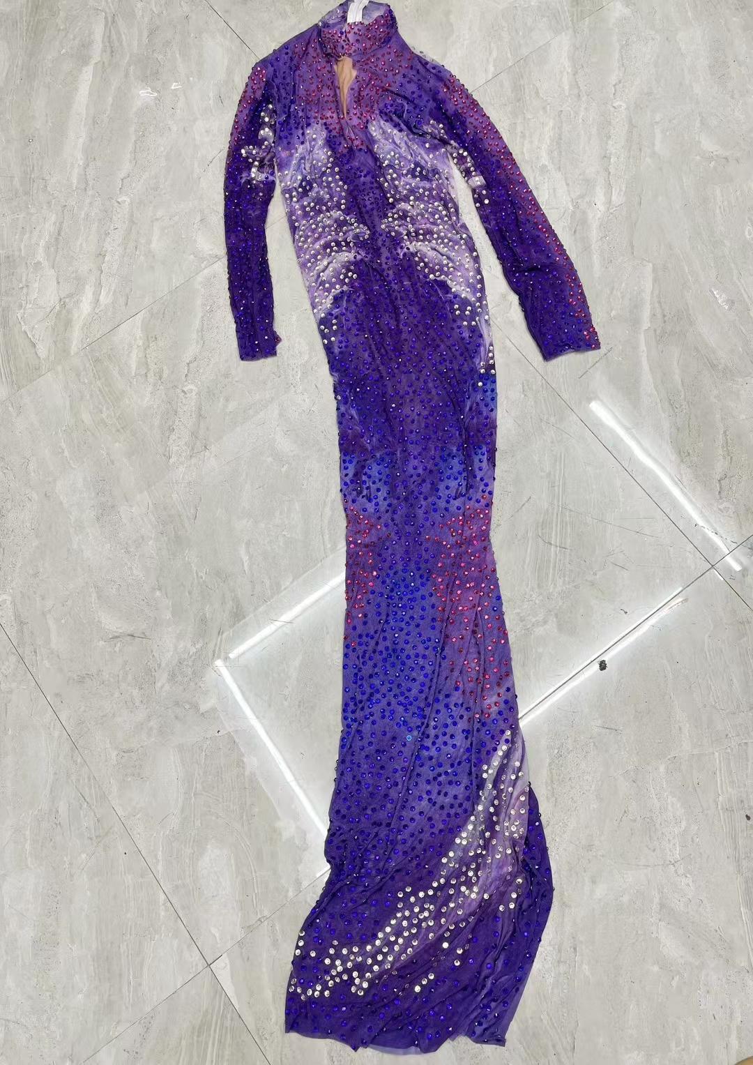CELESINYI Lanmo Crystal Tie Dye Gown