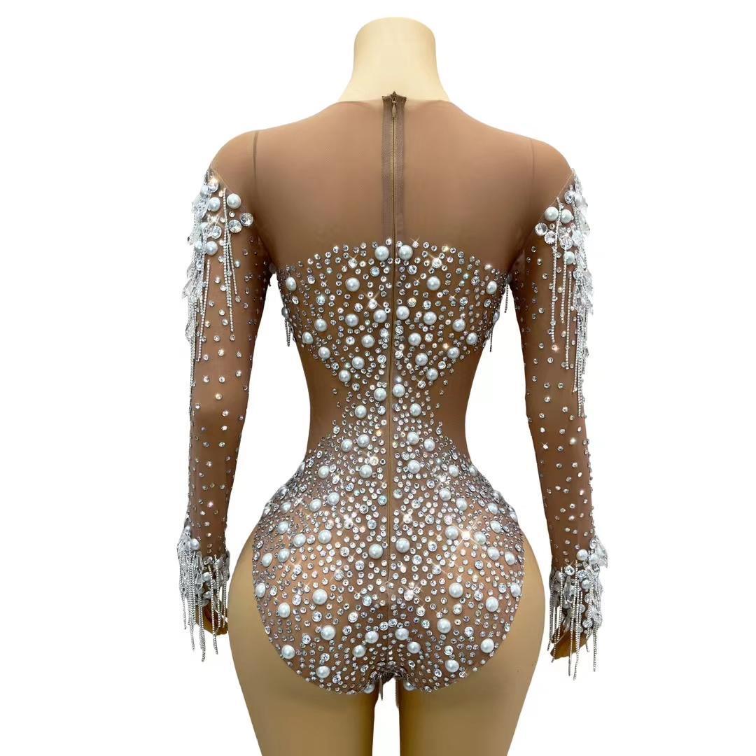 CELESINYI Shuijinglian Crystal Chain Bodysuit