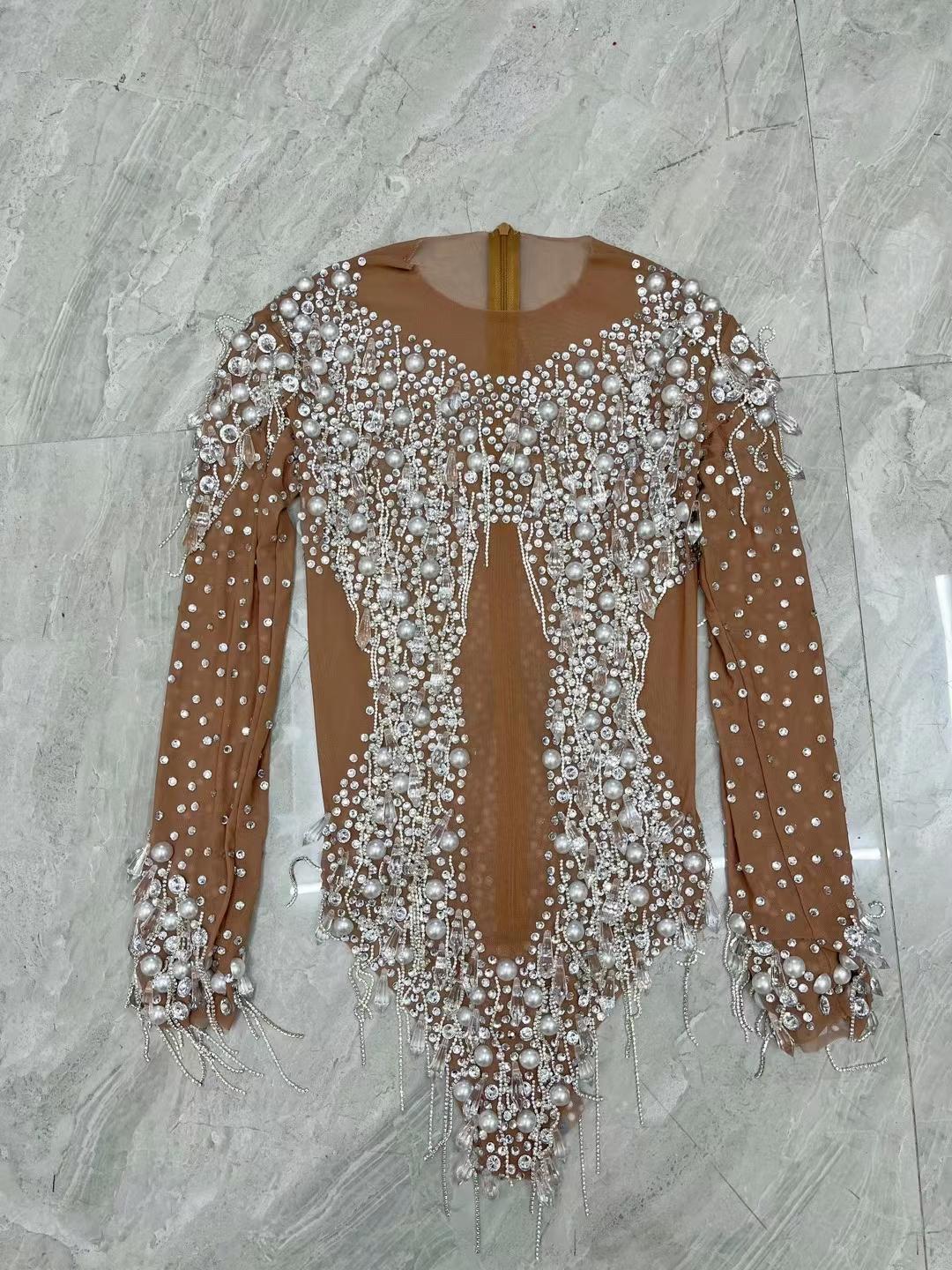 CELESINYI Shuijinglian Crystal Chain Bodysuit