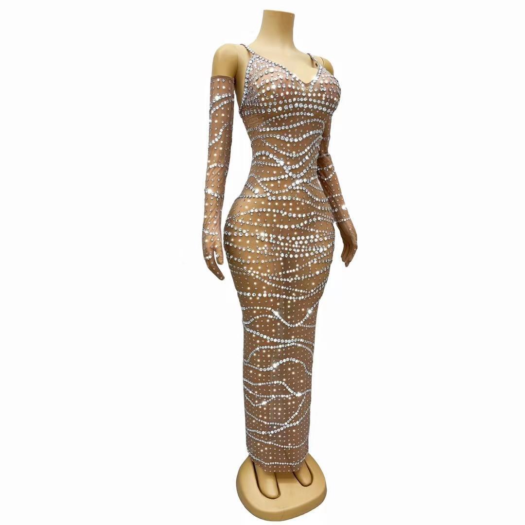 CELESINYI Midian Crystal Dot Gown
