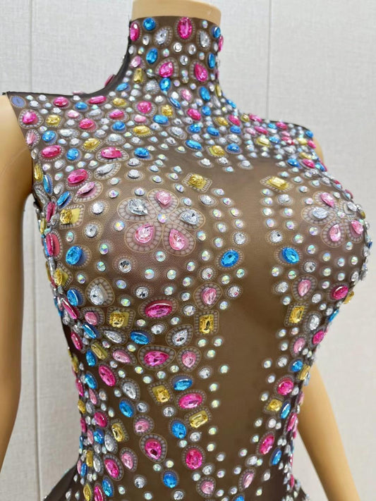 CELESINYI Tangwucai Crystal Gem Bodysuit